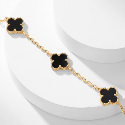 [Everoly JW]CLOVER 10 MOTIFS ONYX NECKLACE