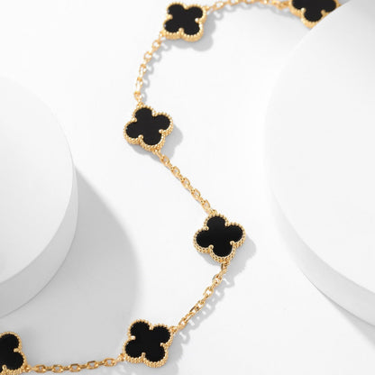 [Everoly JW]CLOVER 10 MOTIFS ONYX NECKLACE