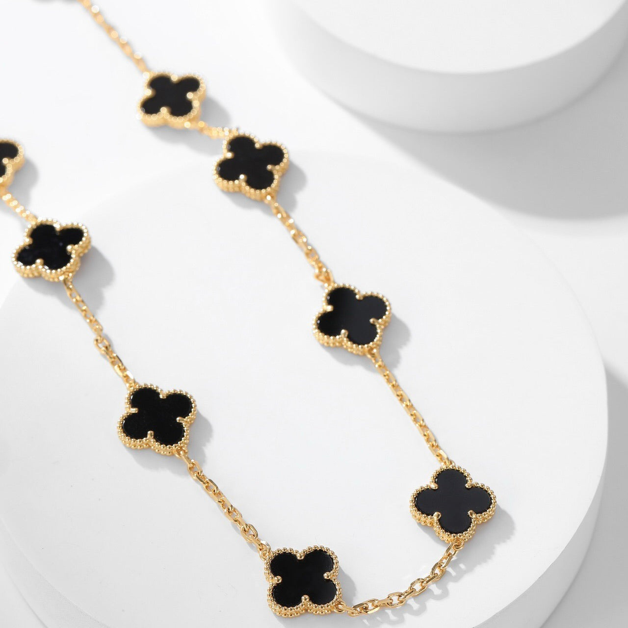 [Everoly JW]CLOVER 10 MOTIFS ONYX NECKLACE