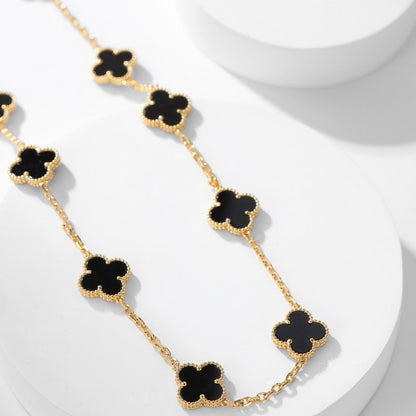 [Everoly JW]CLOVER 10 MOTIFS ONYX NECKLACE