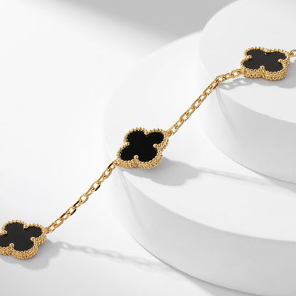 [Everoly JW]CLOVER 10 MOTIFS ONYX NECKLACE