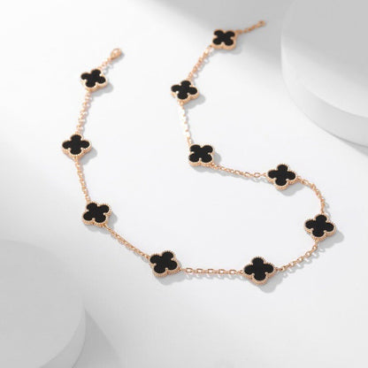 [Everoly JW]CLOVER 10 MOTIFS ONYX NECKLACE