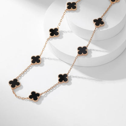 [Everoly JW]CLOVER 10 MOTIFS ONYX NECKLACE