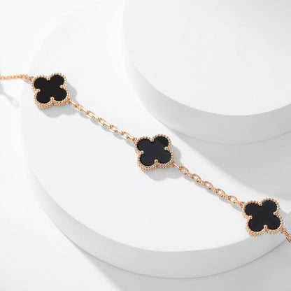 [Everoly JW]CLOVER 10 MOTIFS ONYX NECKLACE