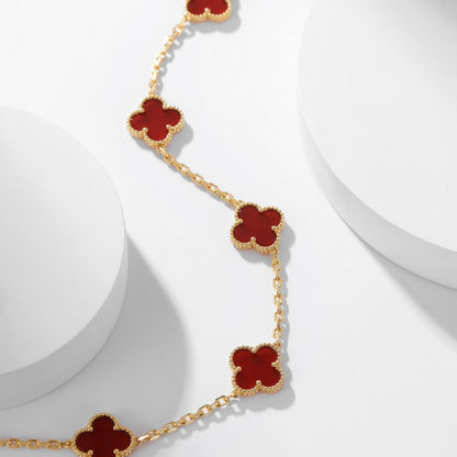 [Everoly JW]CLOVER 10 MOTIFS CARNELIAN NECKLACE