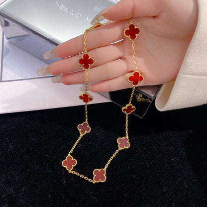 [Everoly JW]CLOVER 10 MOTIFS CARNELIAN NECKLACE