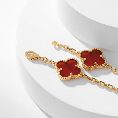 [Everoly JW]CLOVER 10 MOTIFS CARNELIAN NECKLACE