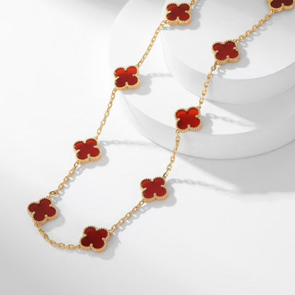 [Everoly JW]CLOVER 10 MOTIFS CARNELIAN NECKLACE