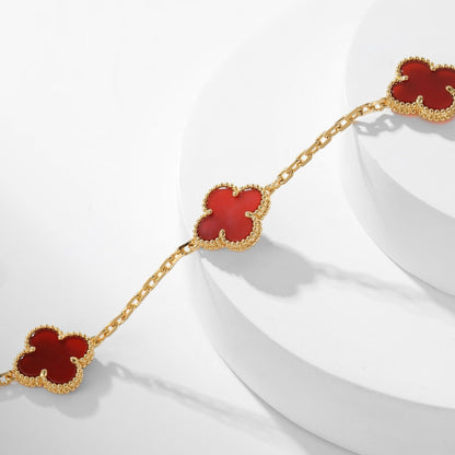 [Everoly JW]CLOVER 10 MOTIFS CARNELIAN NECKLACE
