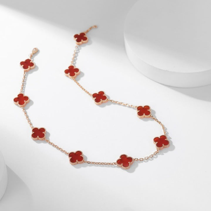 [Everoly JW]CLOVER 10 MOTIFS CARNELIAN NECKLACE