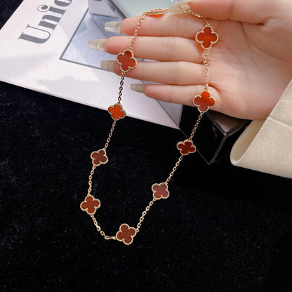[Everoly JW]CLOVER 10 MOTIFS CARNELIAN NECKLACE