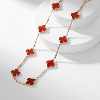 [Everoly JW]CLOVER 10 MOTIFS CARNELIAN NECKLACE