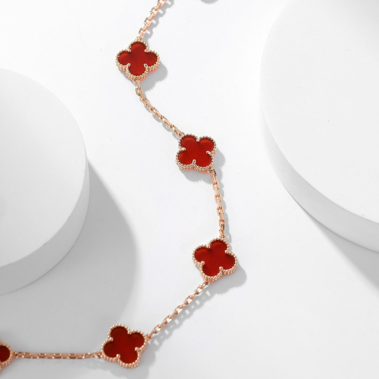 [Everoly JW]CLOVER 10 MOTIFS CARNELIAN NECKLACE