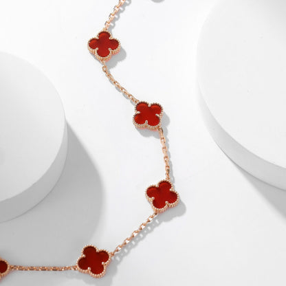 [Everoly JW]CLOVER 10 MOTIFS CARNELIAN NECKLACE