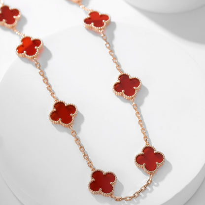 [Everoly JW]CLOVER 10 MOTIFS CARNELIAN NECKLACE