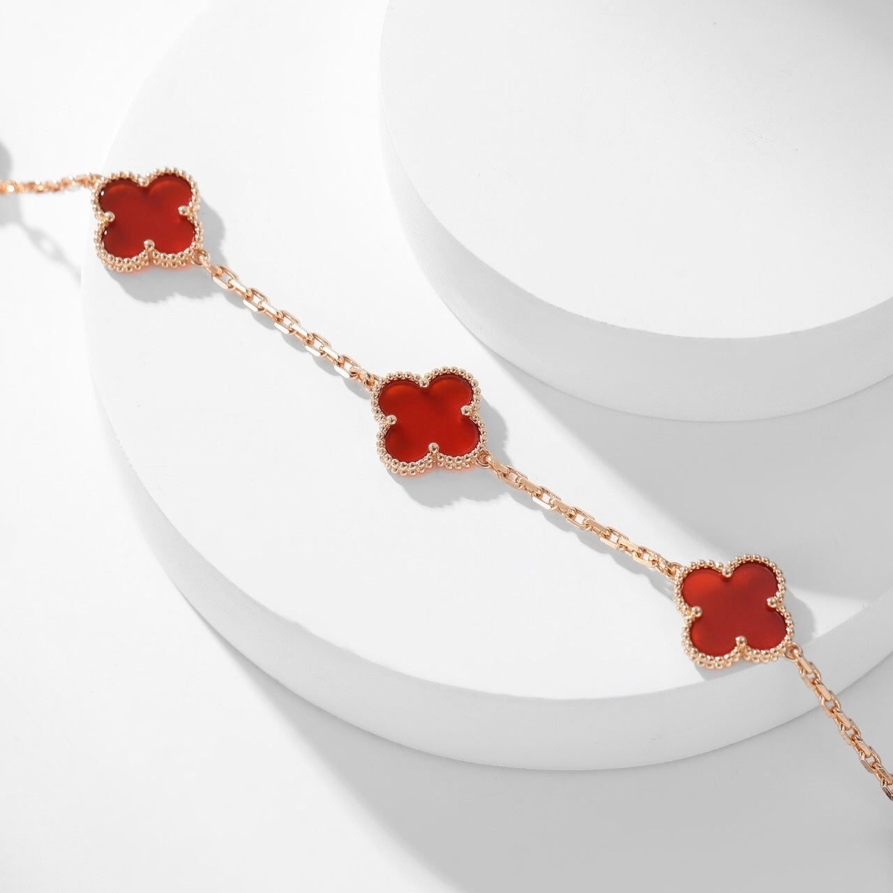 [Everoly JW]CLOVER 10 MOTIFS CARNELIAN NECKLACE