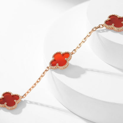 [Everoly JW]CLOVER 10 MOTIFS CARNELIAN NECKLACE