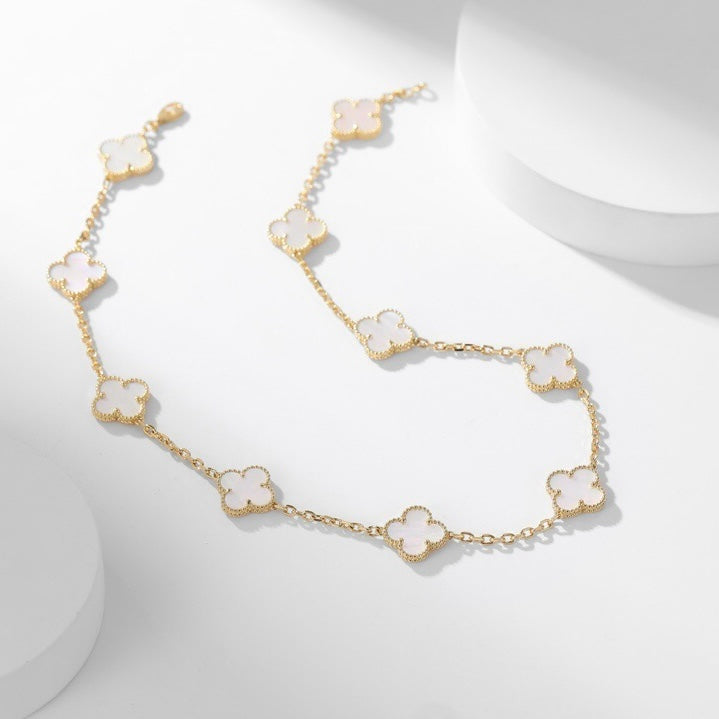[Everoly JW]CLOVER 10 MOTIFS WHITE MOTHER OF PEARL NECKLACE