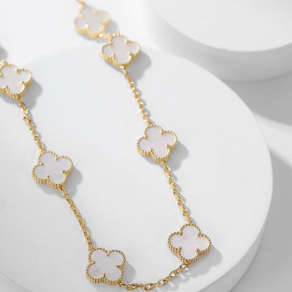 [Everoly JW]CLOVER 10 MOTIFS WHITE MOTHER OF PEARL NECKLACE