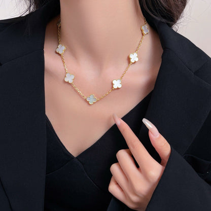 [Everoly JW]CLOVER 10 MOTIFS WHITE MOTHER OF PEARL NECKLACE