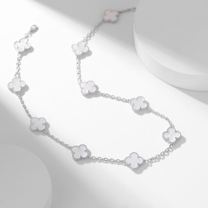 [Everoly JW]CLOVER 10 MOTIFS WHITE MOTHER OF PEARL NECKLACE
