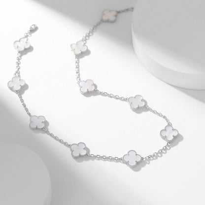 [Everoly JW]CLOVER 10 MOTIFS WHITE MOTHER OF PEARL NECKLACE
