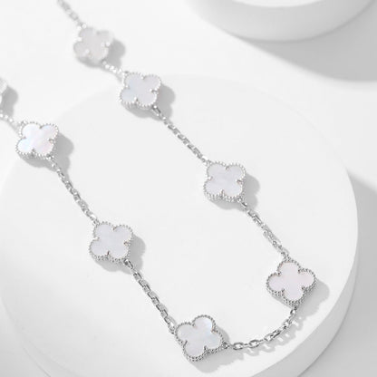 [Everoly JW]CLOVER 10 MOTIFS WHITE MOTHER OF PEARL NECKLACE