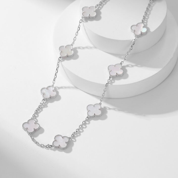 [Everoly JW]CLOVER 10 MOTIFS WHITE MOTHER OF PEARL NECKLACE