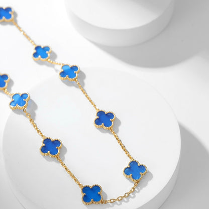 [Everoly JW]CLOVER 10 MOTIFS BLUE AGATE NECKLACE