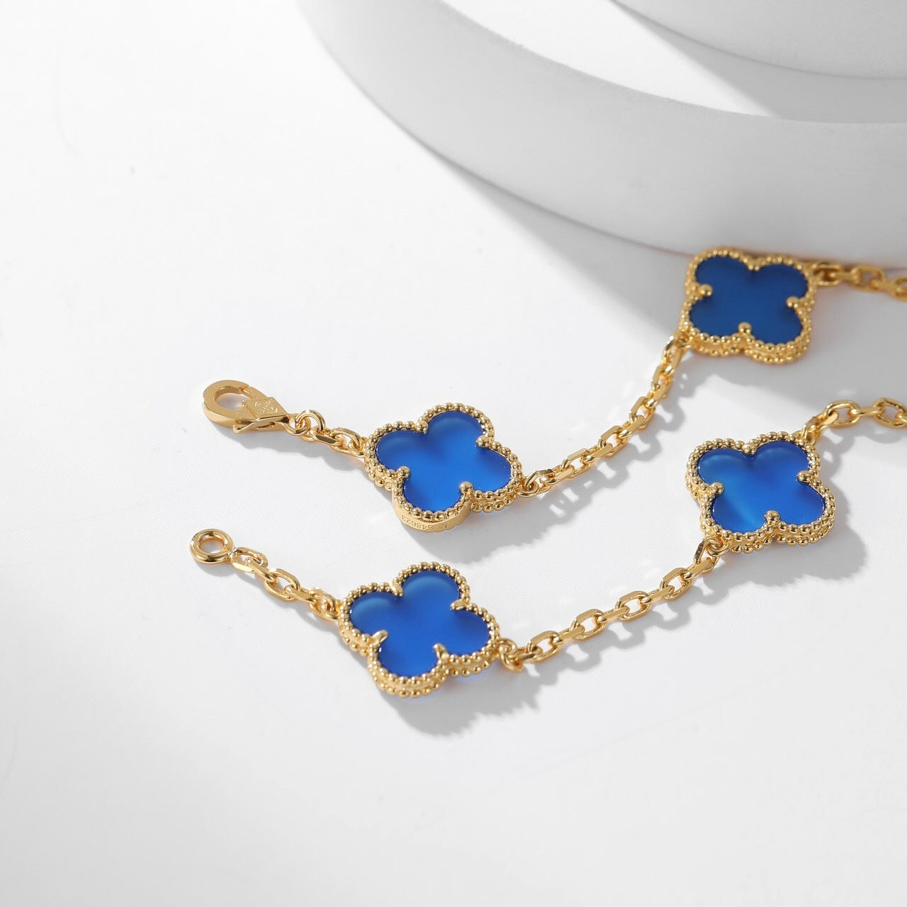 [Everoly JW]CLOVER 10 MOTIFS BLUE AGATE NECKLACE