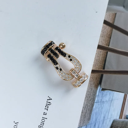 [Everoly JW]FORCE LARGE HORSESHOE BLACK WHITE DIAMOND BRACELET ROSE GOLD