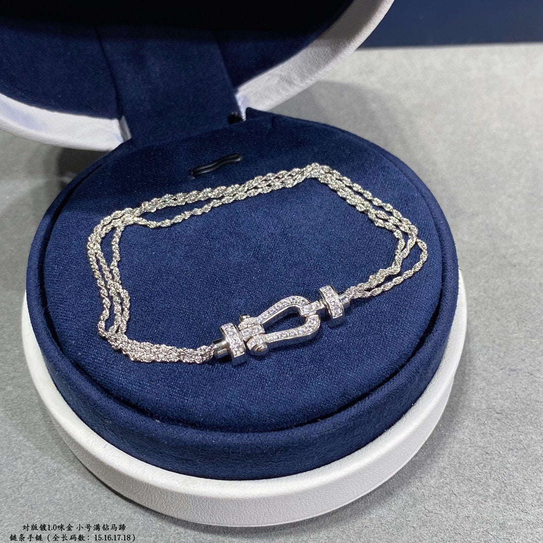 [Everoly JW]FORCE SMALL HORSESHOE  DIAMOND CHAIN ROPE BRACELET