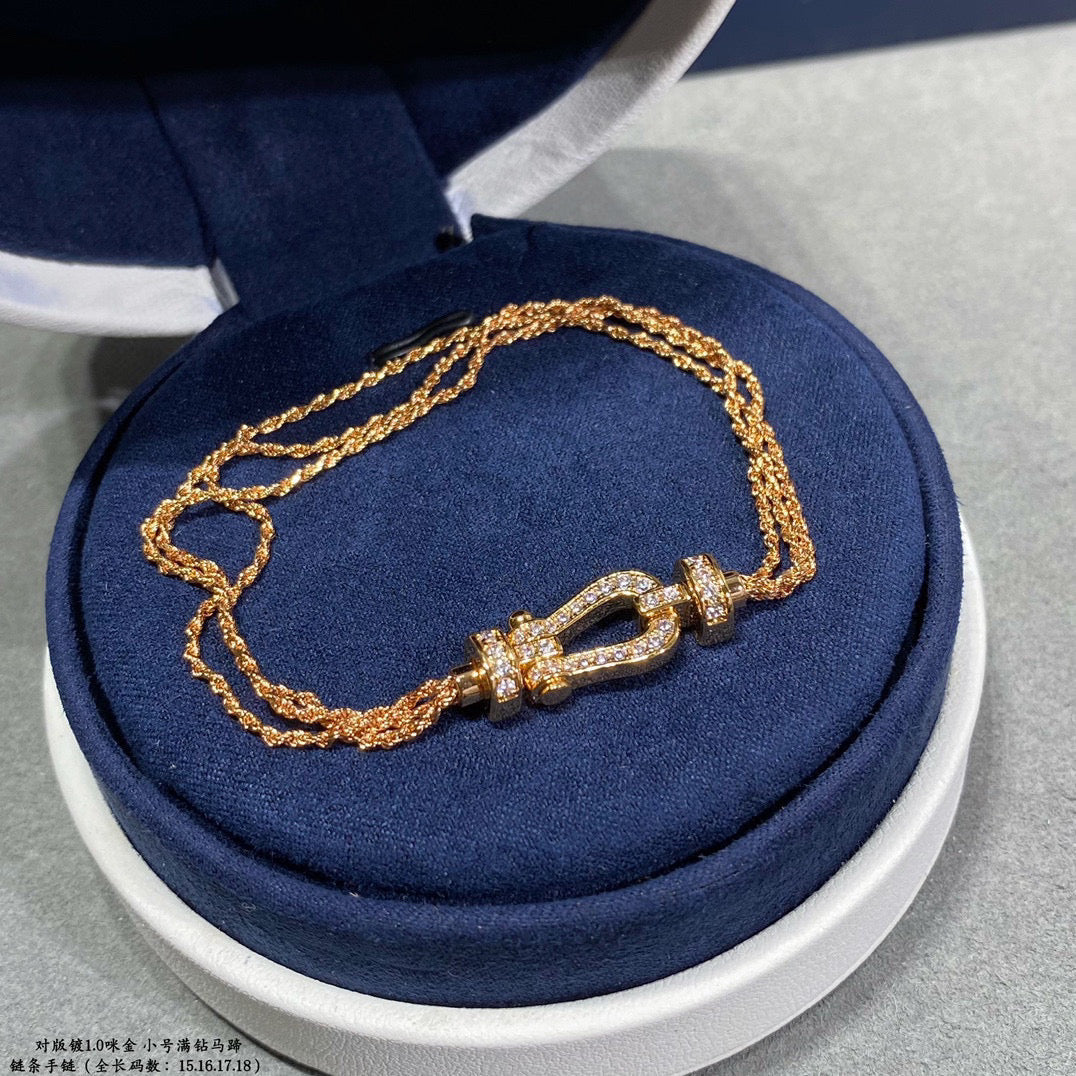 [Everoly JW]FORCE SMALL HORSESHOE  DIAMOND CHAIN ROPE BRACELET