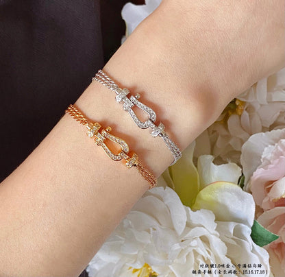 [Everoly JW]FORCE SMALL HORSESHOE  DIAMOND CHAIN ROPE BRACELET