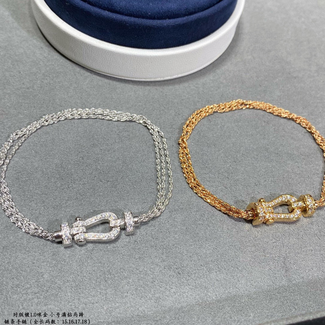 [Everoly JW]FORCE SMALL HORSESHOE  DIAMOND CHAIN ROPE BRACELET