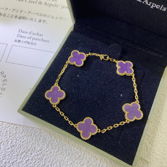 [Everoly JW]CLOVER  5 MOTIFS  PURPLE VIOLET BRACELET