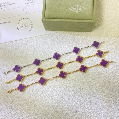 [Everoly JW]CLOVER  5 MOTIFS  PURPLE VIOLET BRACELET