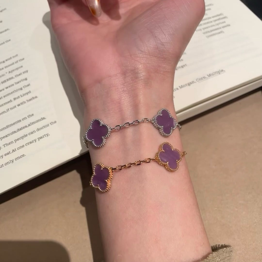 [Everoly JW]CLOVER  5 MOTIFS  PURPLE VIOLET BRACELET