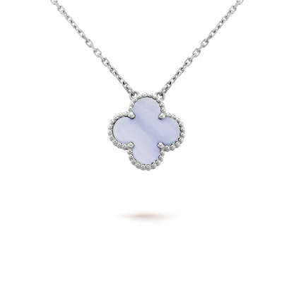 [Everoly JW]CLOVER 15MM BLUE CHALCEDONY NECKLACE SILVER