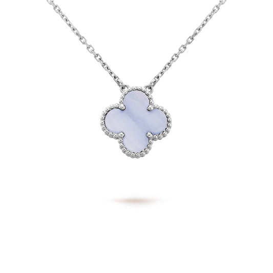 [Everoly JW]CLOVER 15MM BLUE CHALCEDONY NECKLACE SILVER