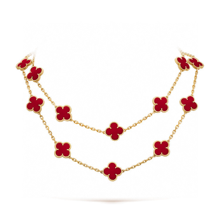 [Everoly JW]CLOVER 20 MOTIFS CARNELIAN NECKLACE