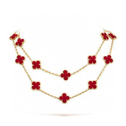 [Everoly JW]CLOVER 20 MOTIFS CARNELIAN NECKLACE