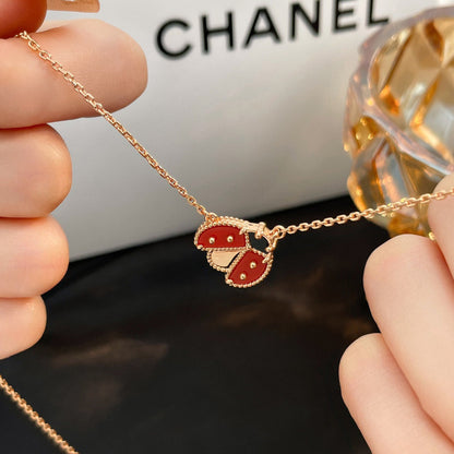 [Everoly JW]LUCKY  CARNELIANS LADYBUG NECKLACE