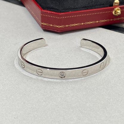 [Everoly JW]LOVE BRACELET 6.1MM 1 DIAMOND OPEN CUFF