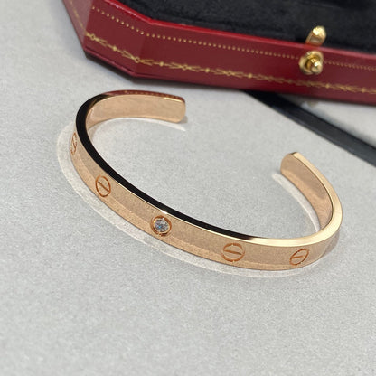 [Everoly JW]LOVE BRACELET 6.1MM 1 DIAMOND OPEN CUFF