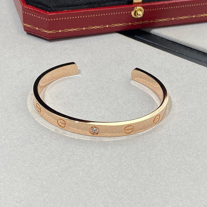 [Everoly JW]LOVE BRACELET 6.1MM 1 DIAMOND OPEN CUFF