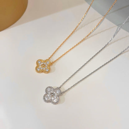 [Everoly JW]CLOVER 15MM DIAMOND SINGLE FLOWER NECKLACE