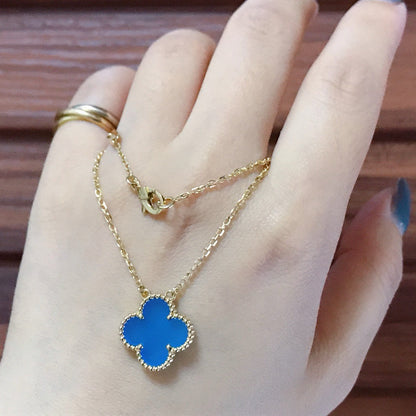 [Everoly JW]CLOVER 15MM BLUE AGATE NECKLACE