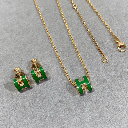 [Everoly JW]POP H GREEN NECKLACE SILVER AND GOLD