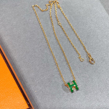 [Everoly JW]POP H GREEN NECKLACE SILVER AND GOLD